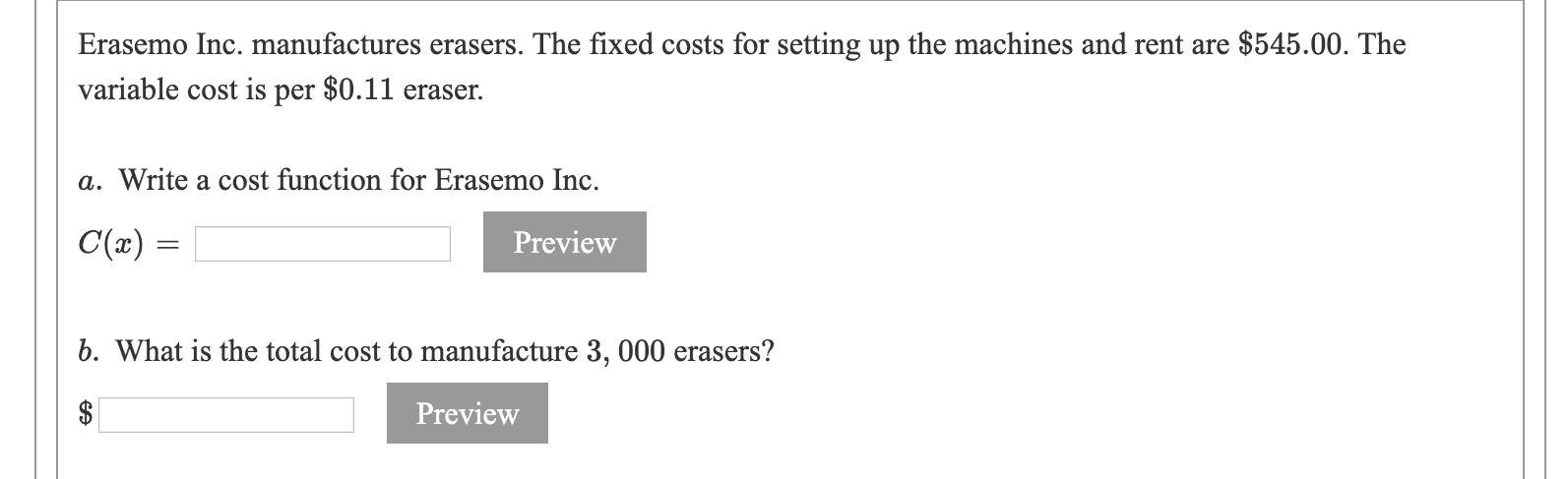 how much does an eraser cost