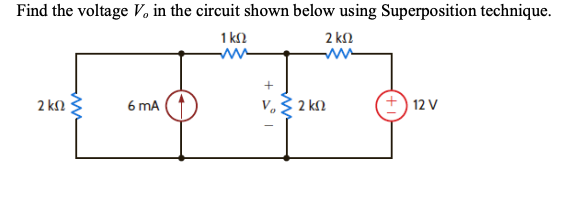 Solved Find the voltage V, in the circuit shown below using | Chegg.com