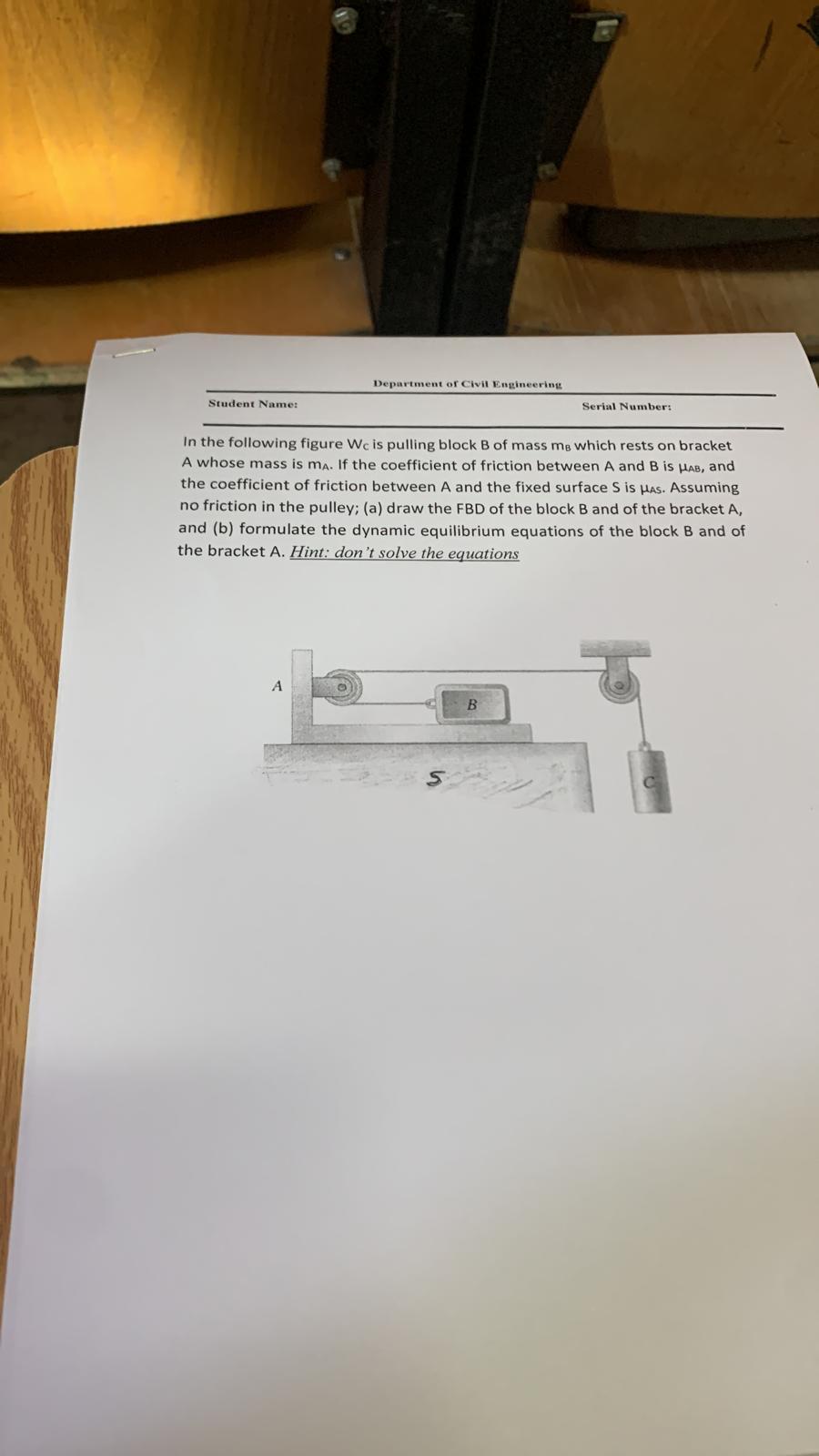 [Solved]: In The Following Figure ( W_{C} ) Is Pulling B