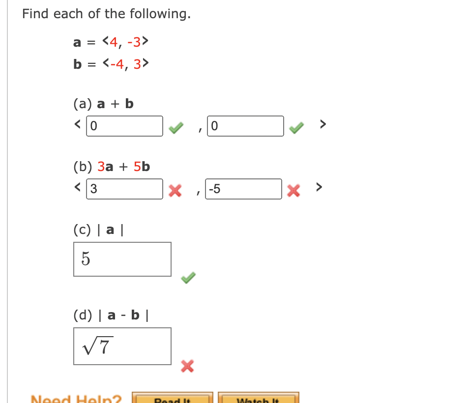 Solved Find Each Of The Following. A= 4,−3 B= −4,3 | Chegg.com