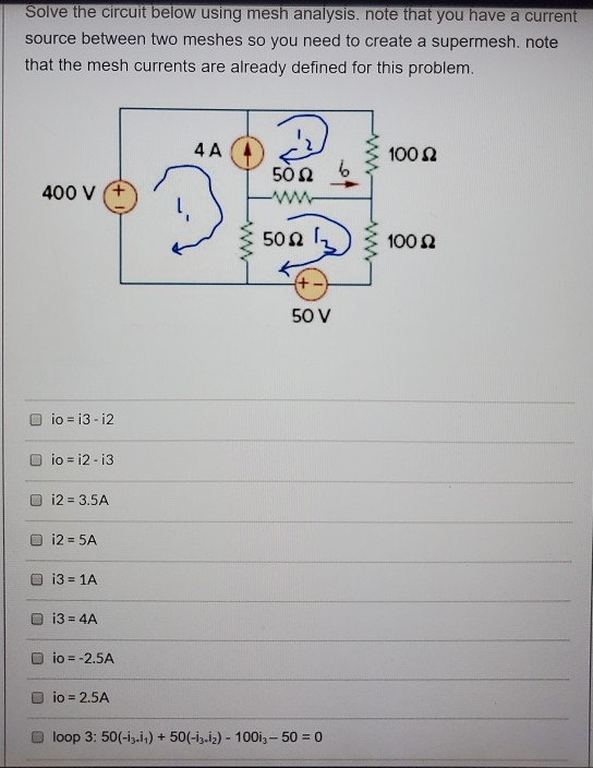 Solved Solve the circuit below using mesh analysis. note | Chegg.com