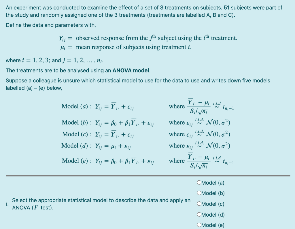 Solved An experiment was conducted to examine the effect of | Chegg.com
