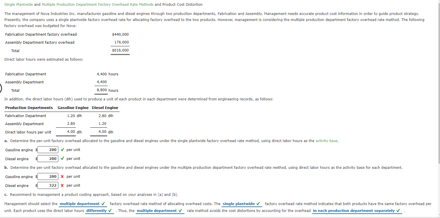 Solved Single Plantwide And Multiple Production Department | Chegg.com