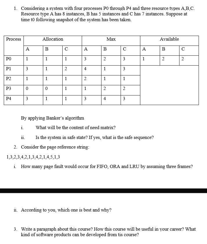 Solved 1. Considering a system with four processes PO | Chegg.com