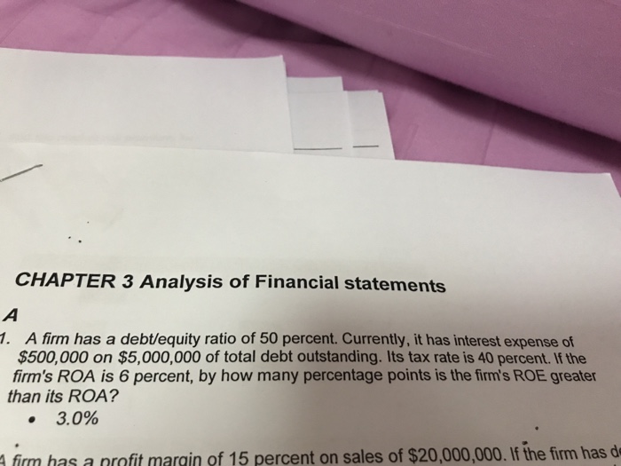 Solved CHAPTER 3 Analysis of Financial statements 1. A firm | Chegg.com