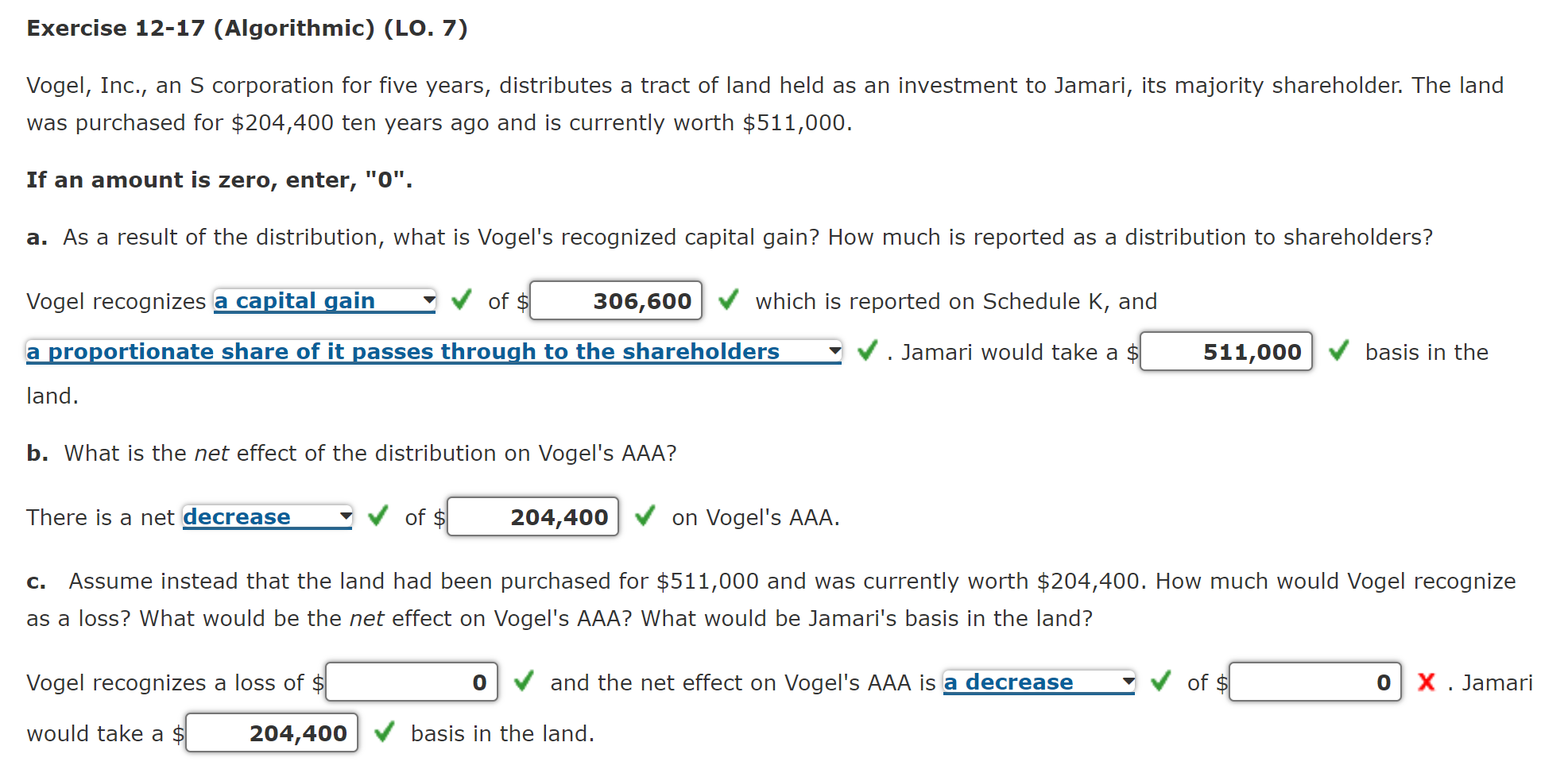 Solved Vogel, Inc., An S Corporation For Five Years, | Chegg.com