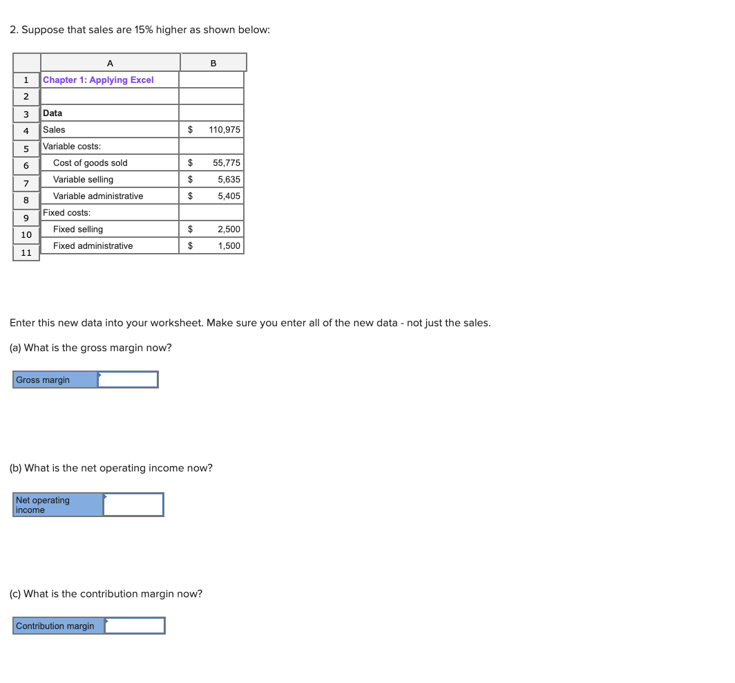 Solved A B 1 Chapter 1: Applying Excel N 3 Data 4 $ 96,500 5 | Chegg.com