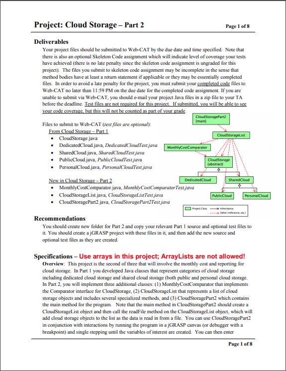 Project: Cloud Storage - Part 2 Page 1 of 8 | Chegg.com