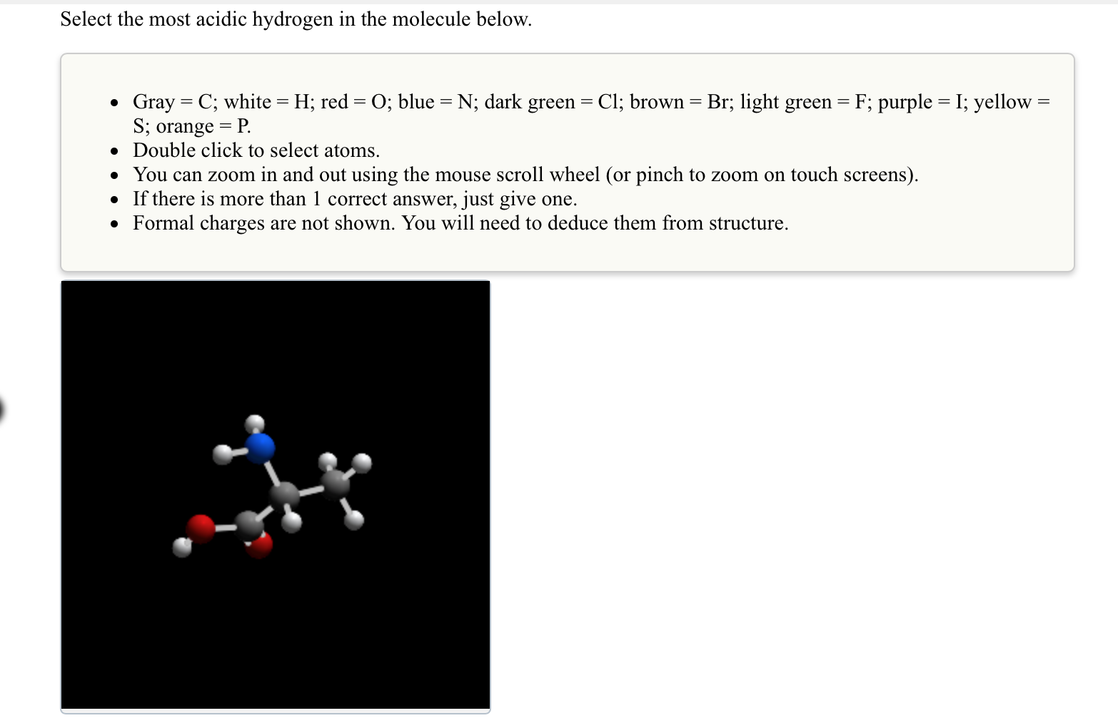 Select The Most Acidic Hydrogen In The Molecule Below