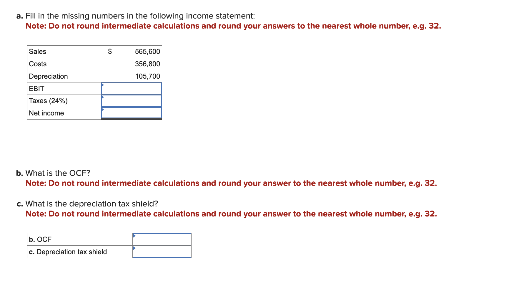 Solved a. Fill in the missing numbers in the following | Chegg.com