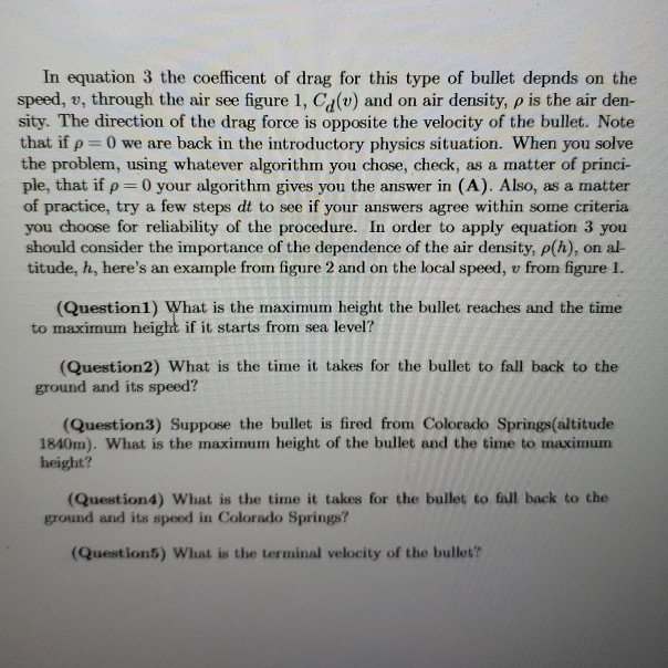 (B) The drag equation (see for example a NASA
