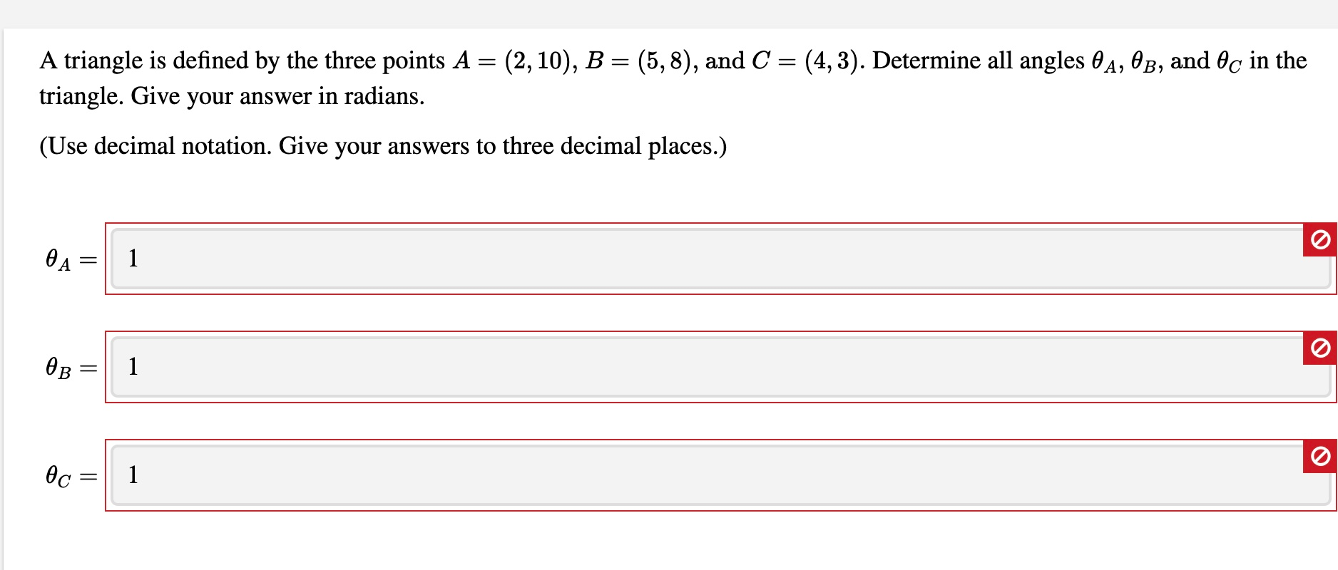 Solved A Triangle Is Defined By The Three Points A 2 Chegg Com