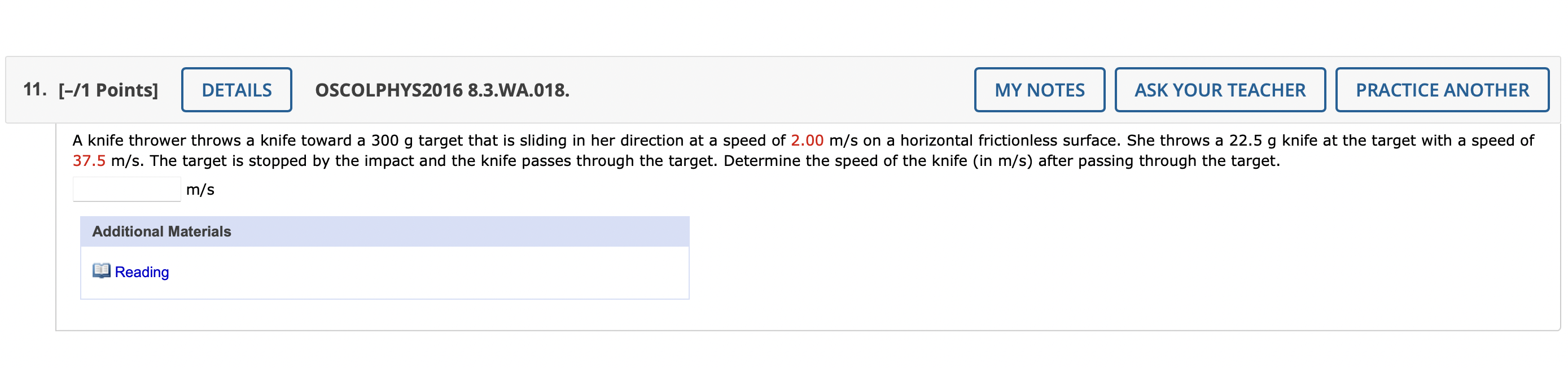 Solved 11 [ 1 Points] Details Oscolphys2016 8 3 Wa 018 My