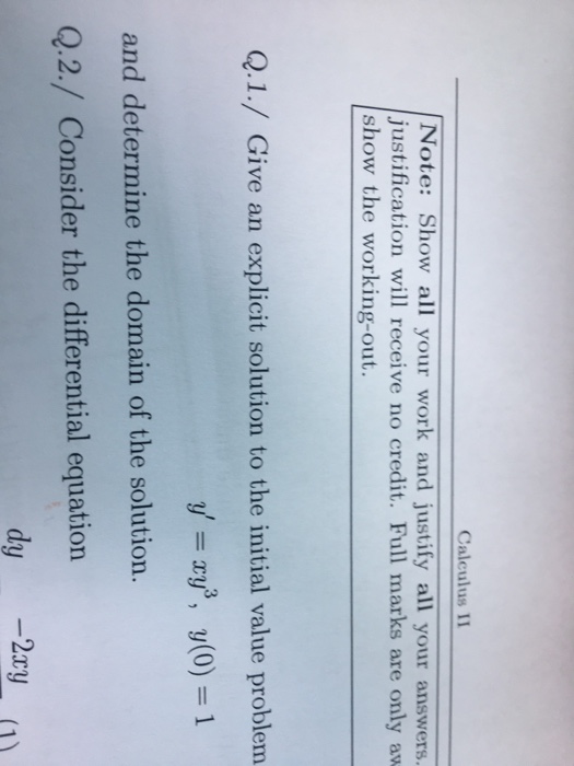 Solved Calculus 11 Note: Show all your work and justify all | Chegg.com