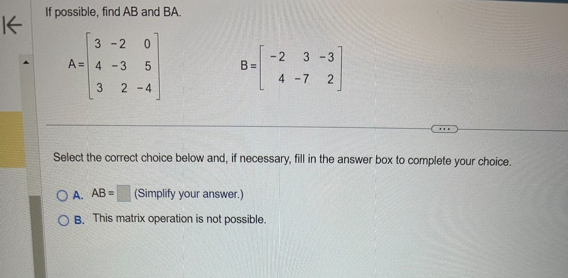 Solved If Possible, Find AB ﻿and | Chegg.com