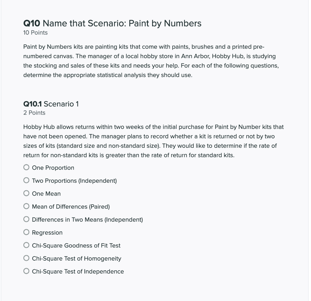 Solved Q10 Name that Scenario: Paint by Numbers 10 Points