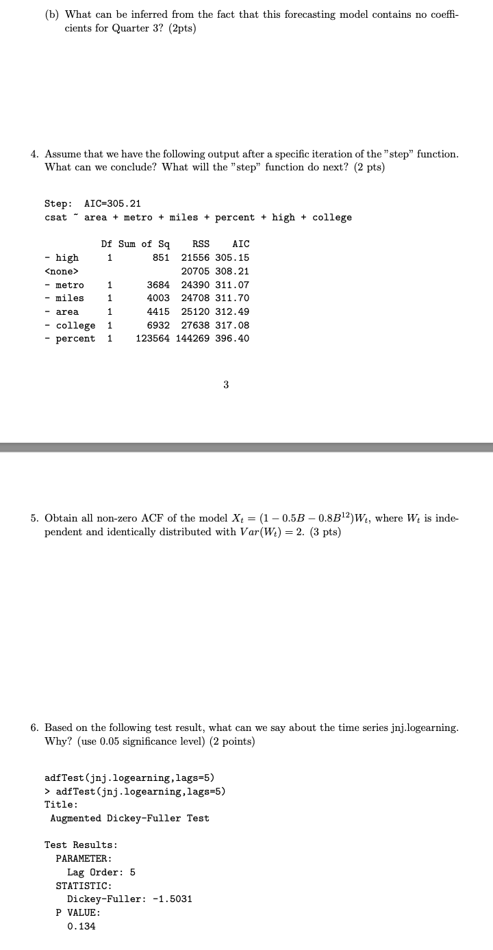 Solved • Problem A (23 points) 1. Based on the following ACF | Chegg.com