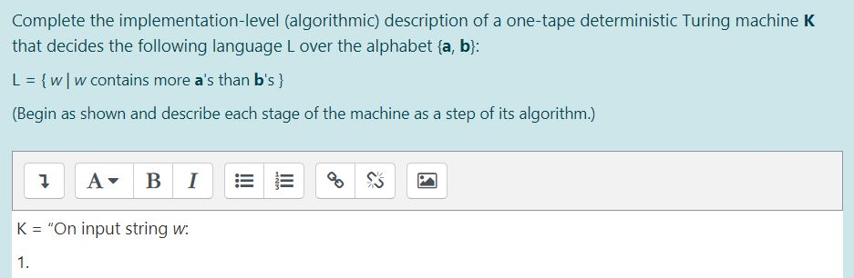 Solved Complete the implementation-level (algorithmic) | Chegg.com