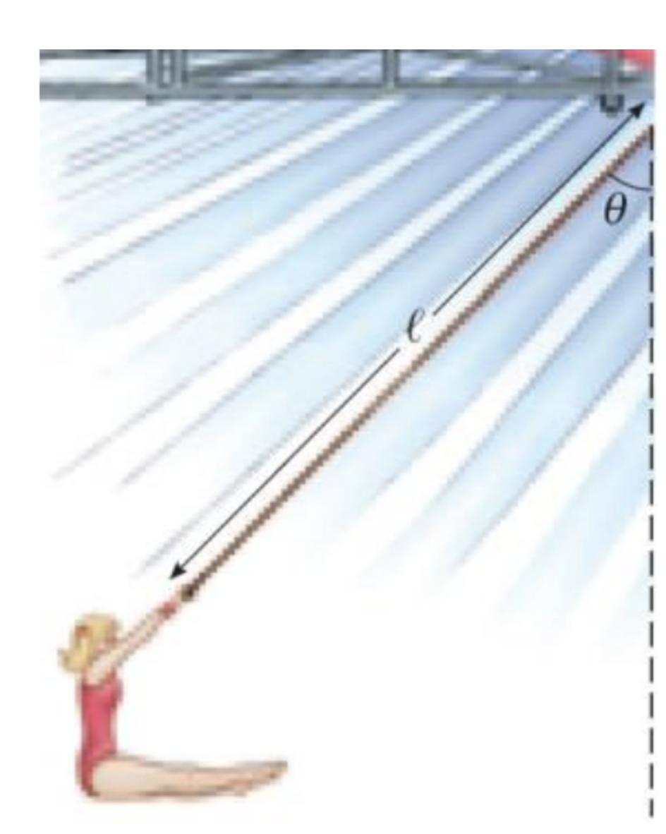 Solved A circus trapeze consists of a bar suspended by two | Chegg.com