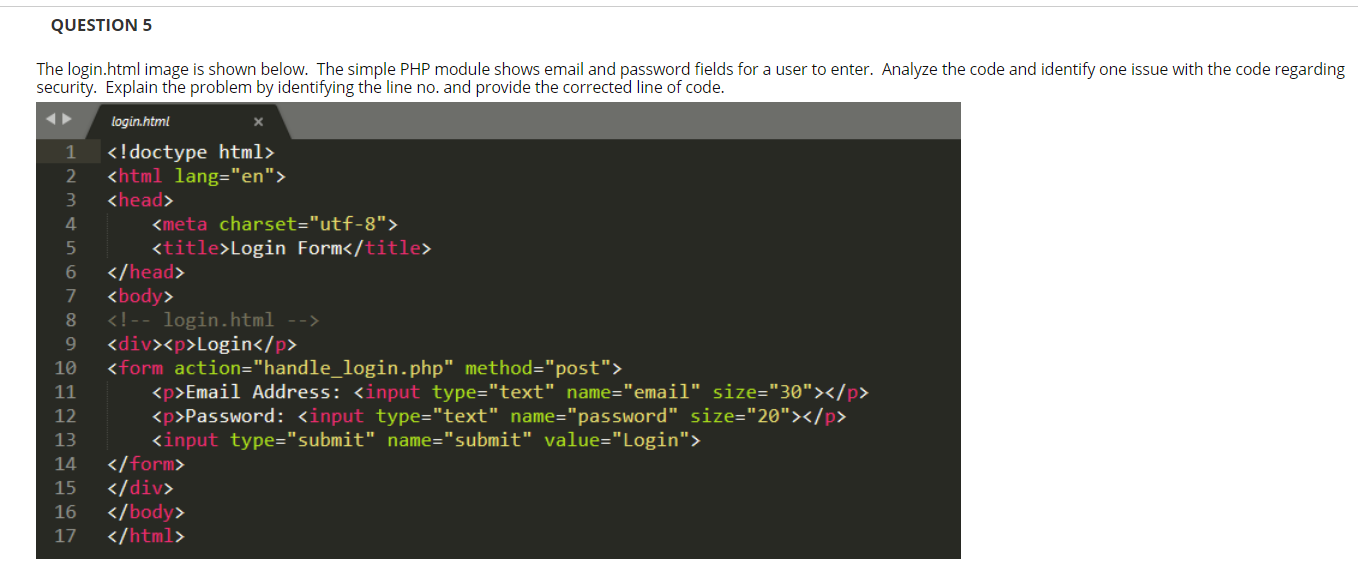 Question 1 For The Image Of Php Code Below Identi Chegg Com