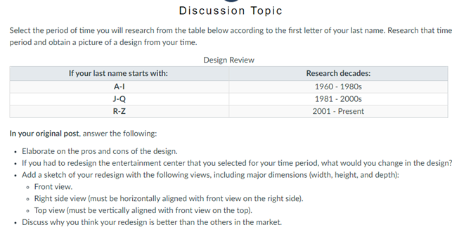 Solved Discussion Topic Select the period of time you will | Chegg.com