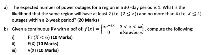 Solved a) The expected number of power outages for a region | Chegg.com