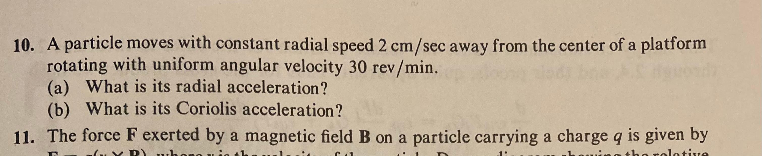 Solved 10. A particle moves with constant radial speed 2 | Chegg.com