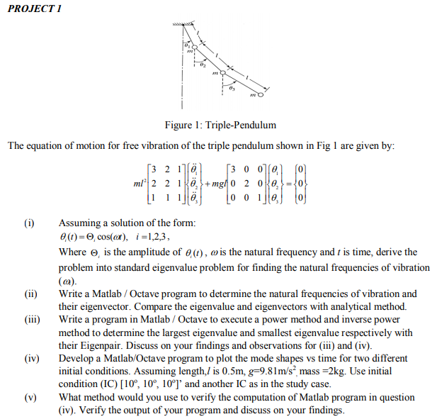 PROJECTI 03 Figure 1: Triple-Pendulum The equation of | Chegg.com