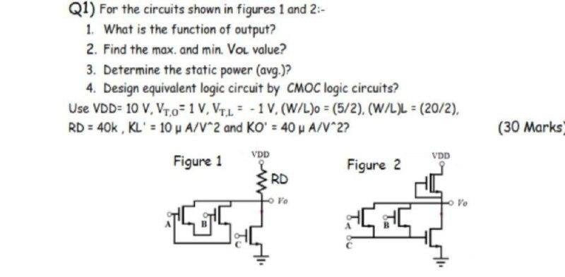 Solved Q1) For the circuits shown in figures 1 and 2:- 1. | Chegg.com
