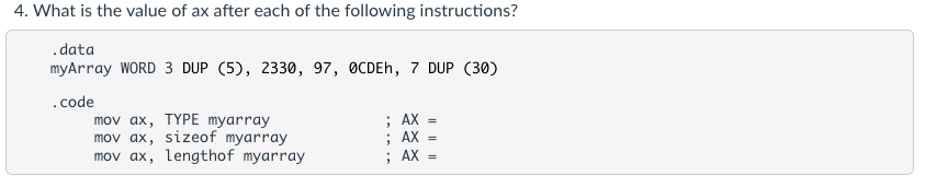 Solved 4. What is the value of ax after each of the | Chegg.com