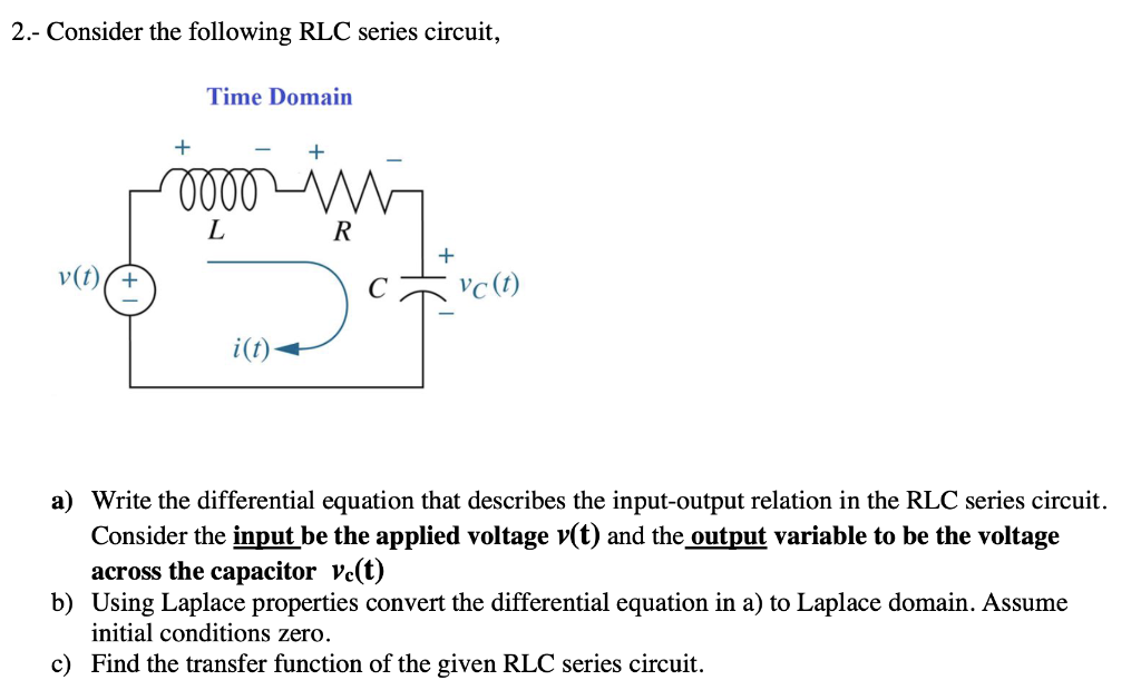 Solved 1.- Consider the following RLC series circuit, Time | Chegg.com