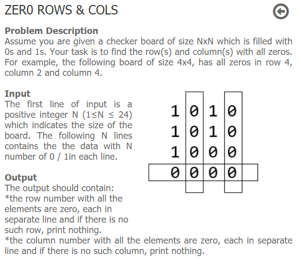 Solved ZERO ROWS & COLS Problem Description Assume you are | Chegg.com