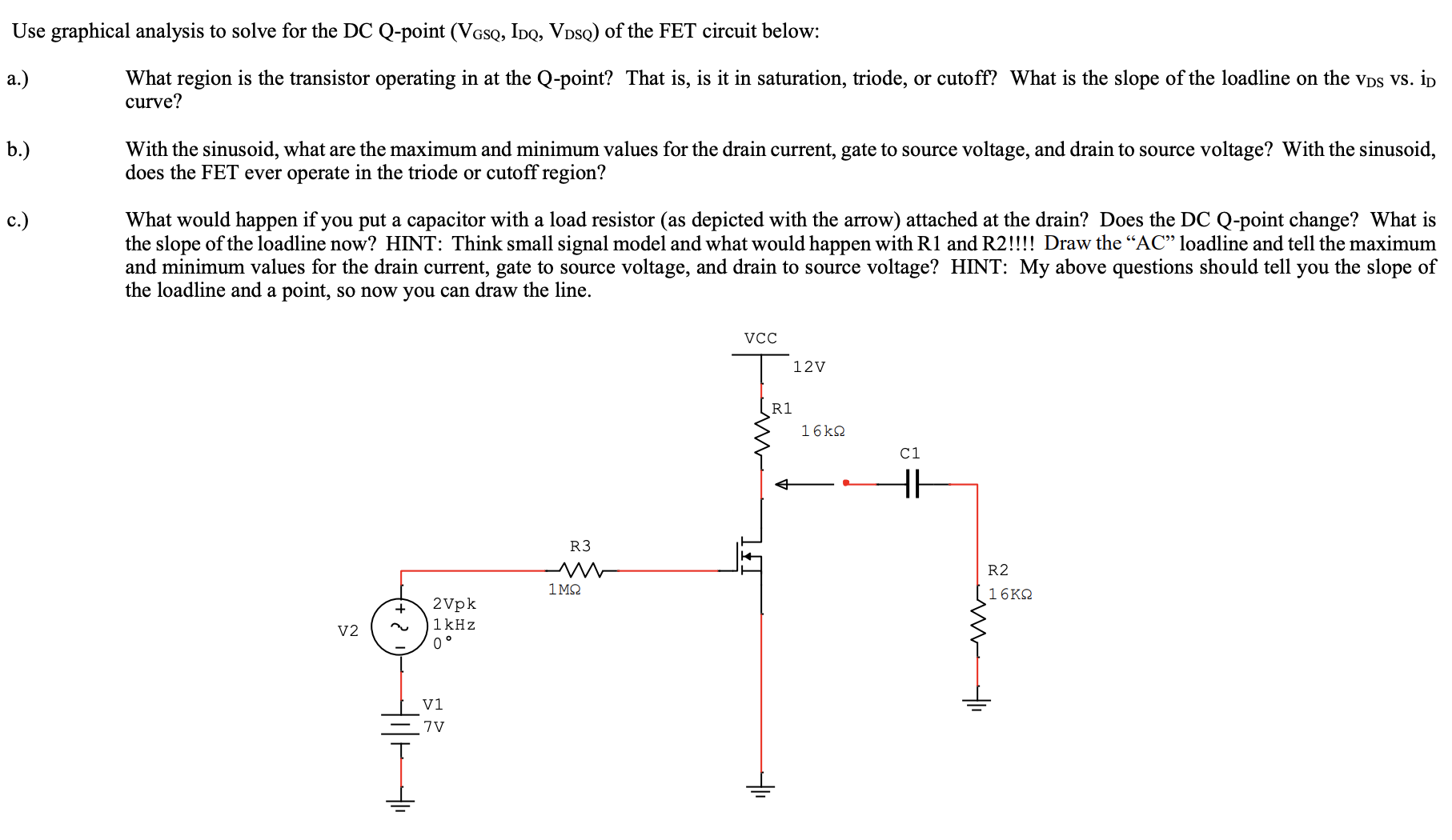 Solved graphical analysis to solve for the DC Q-point | Chegg.com