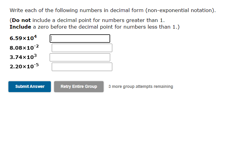 Solved Write each of the following numbers in exponential or | Chegg.com