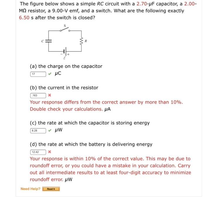 Solved The figure below shows a simple RC circuit with a | Chegg.com
