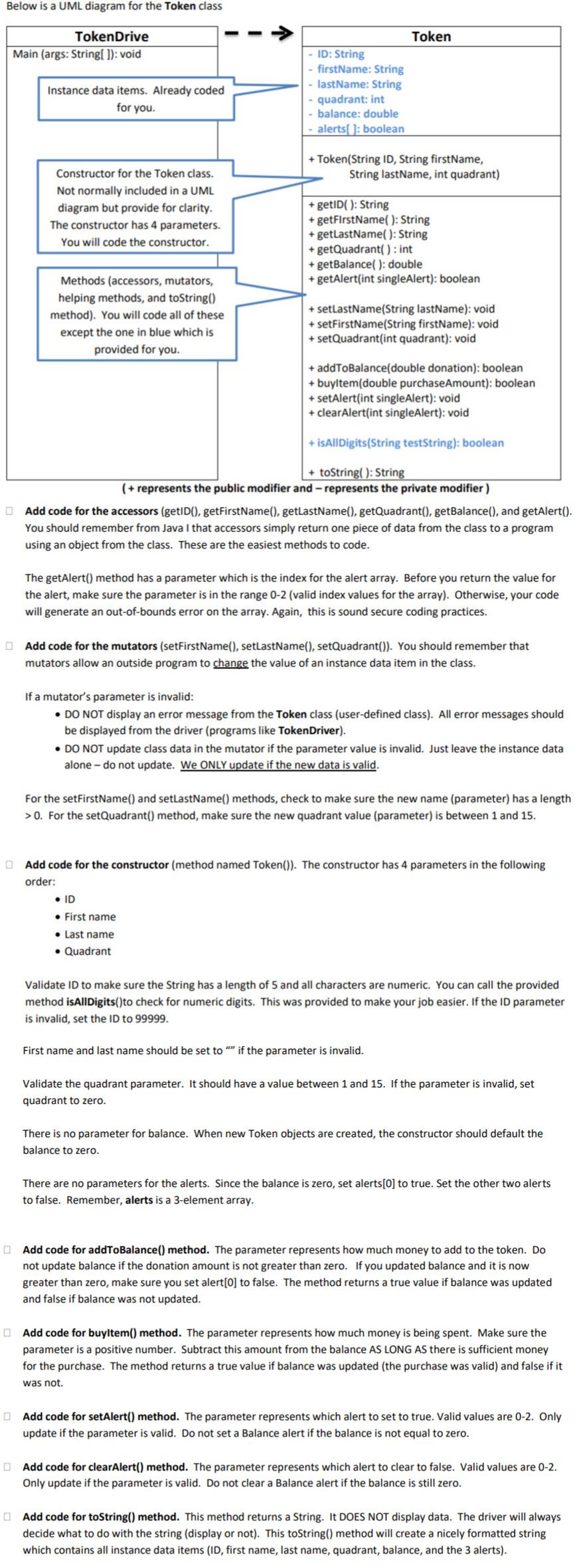 Solved I Do Not Need The Driver Class Only The Token Chegg Com