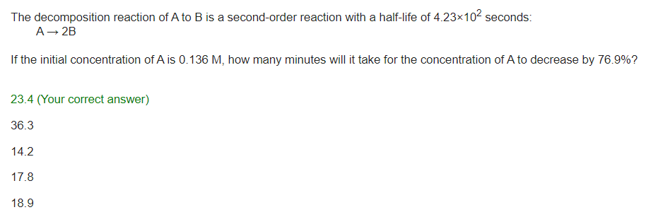 Solved The Decomposition Reaction Of A To B Is A | Chegg.com