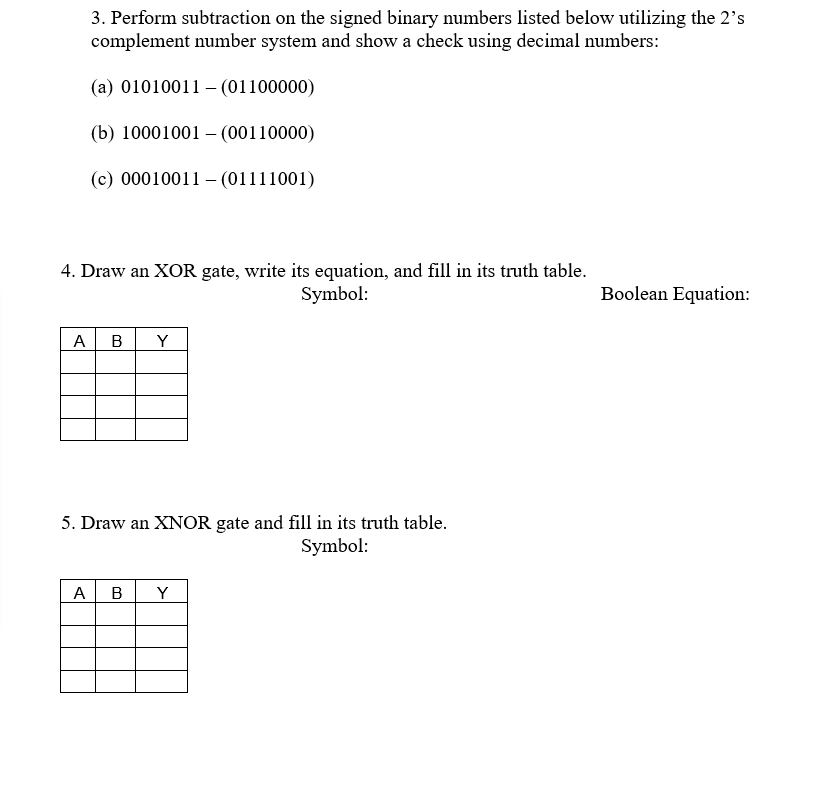 Solved 3. Perform subtraction on the signed binary numbers | Chegg.com
