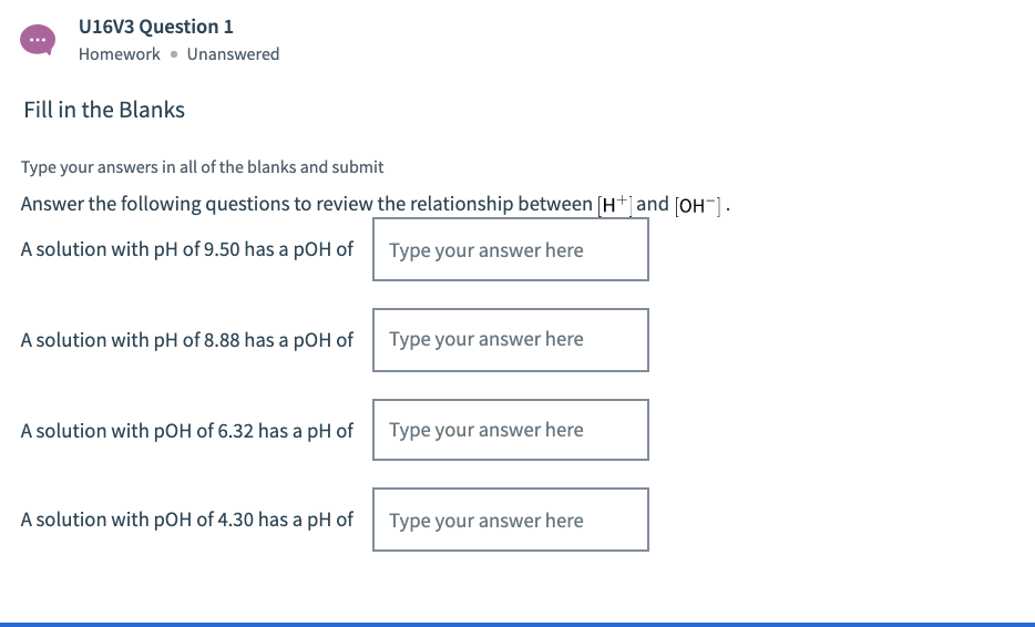 U16v3 Question 1 Homework Unanswered Fill In The Chegg Com