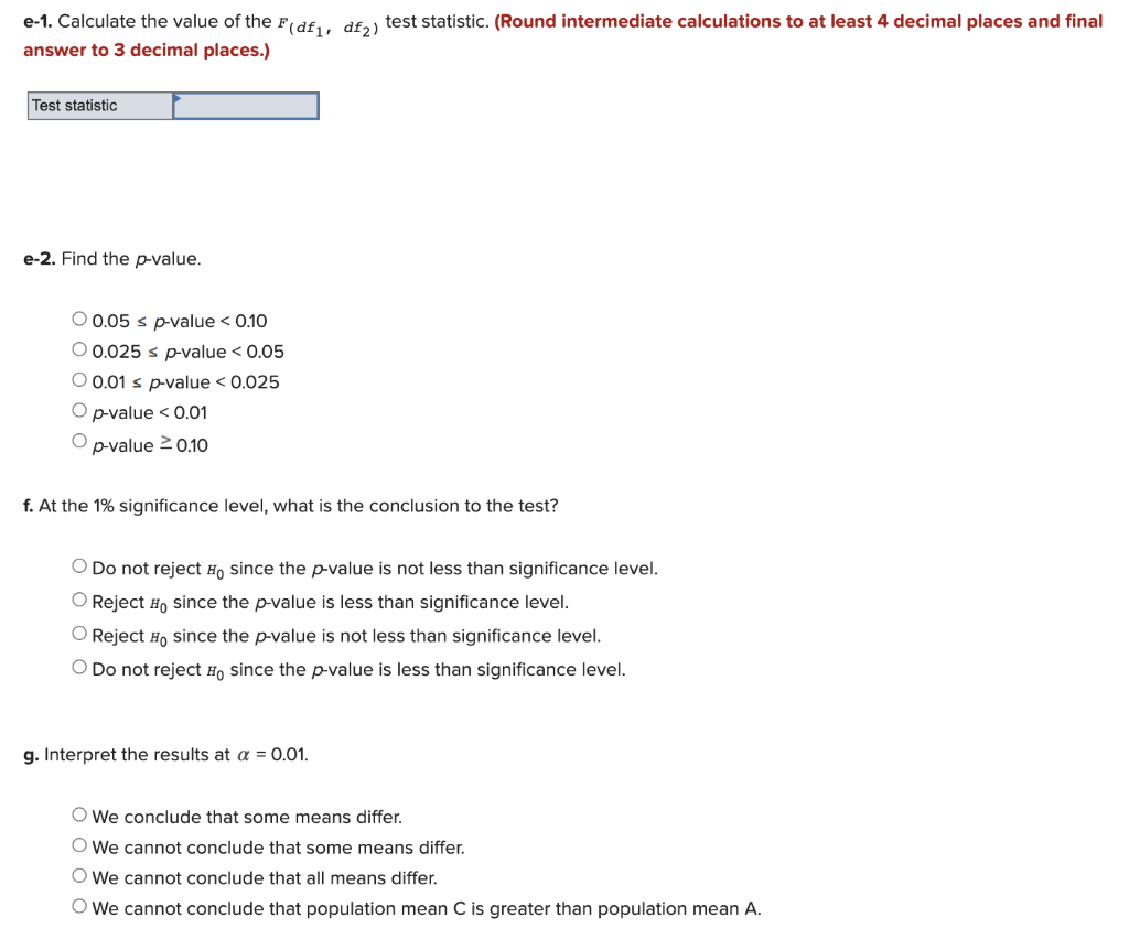 Solved 1 A random sample of five observations from three | Chegg.com