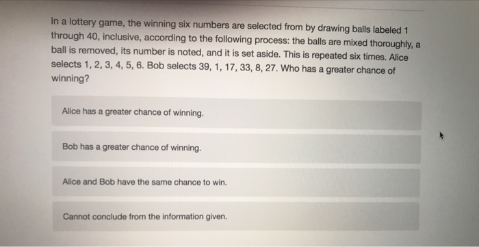 Solved In A Lottery Game, The Winning Six Numbers Are | Chegg.com