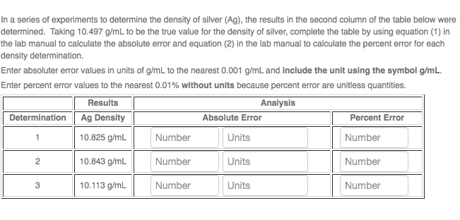 Solved In a series of experiments to determine the density | Chegg.com
