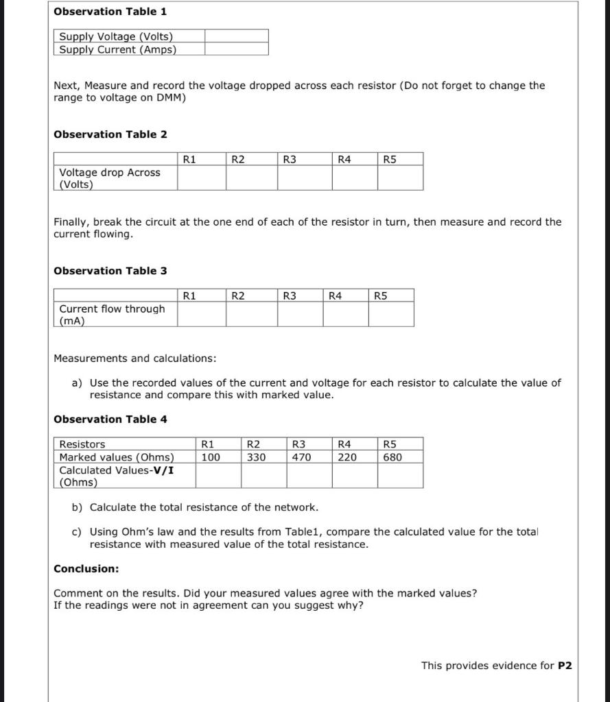 Solved Task 2 Practical Investigation R1 100 R4 220 W R2 330 | Chegg.com
