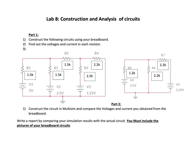 Solved Lab 8: Construction and Analysis of circuits Part 1