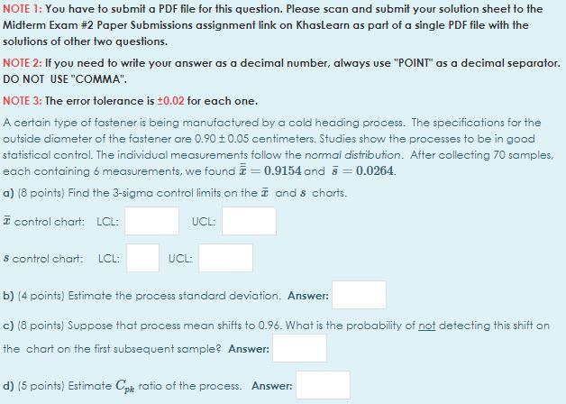 Solved NOTE 1: You have to submit a PDF file for this | Chegg.com