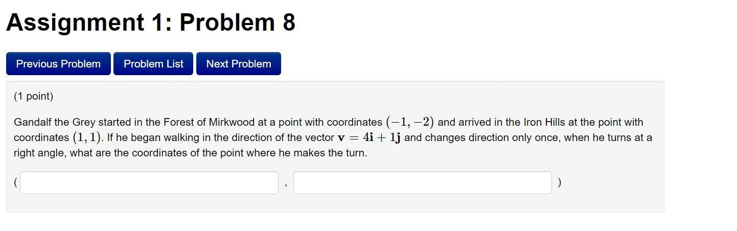 Solved Assignment 1: Problem 8 Previous Problem Problem List | Chegg.com