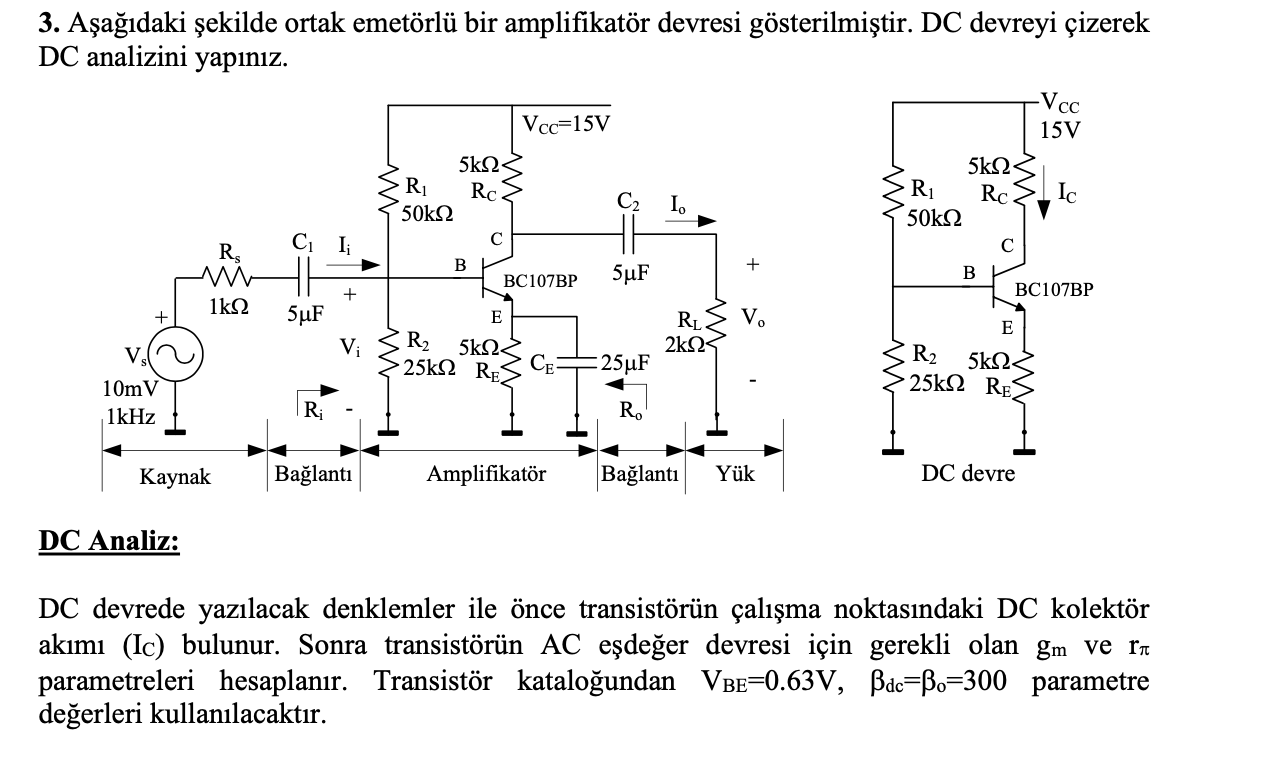 3. A common emitter amplifier circuit is shown in the | Chegg.com