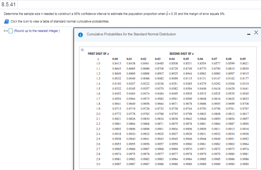 Solved Determine the sample size n needed to construct a | Chegg.com