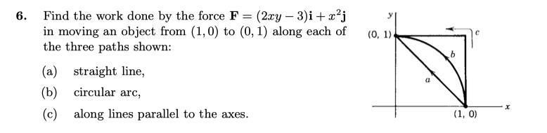 Solved Y (0, 1) 6. Find The Work Done By The Force F= (2xy - | Chegg.com