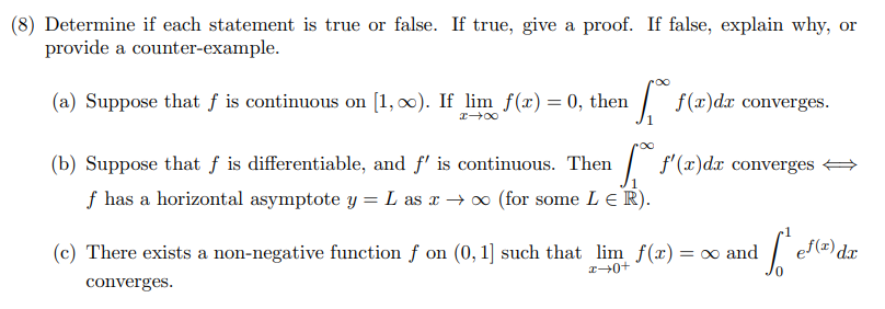 Solved (8) Determine If Each Statement Is True Or False. If 